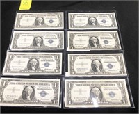 (8) 1957 Blue Seal Silver Certificates