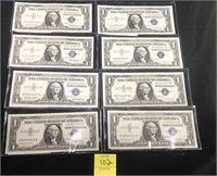 (8) 1957 Blue Seal Silver Certificates