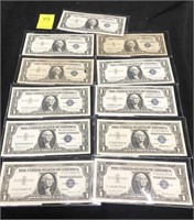 (11) 1957 Blue Seal Silver Certificates