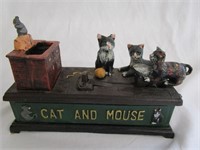 Cast Iron Cat And Mouse Mechanical Bank