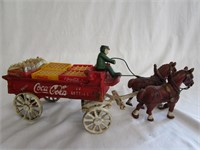 Vintage Cast Iron Coca-Cola Horse Drawn Carriage