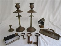 Miners Head Lamp + Misc Brass Items