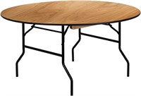 Flash Furniture Wood Fold Table, 60" Round, Black