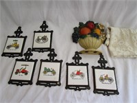 Vintage Trivets Small,Cast Iron Fruit Basket Hangr