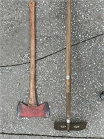 Double edge axe & over sized garden hoe