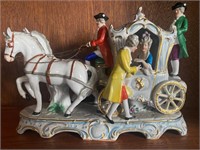 Handgemalt Porcelain Victorian Horse & Carriage