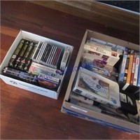 2 BOXES VHS, DVD & CD'S