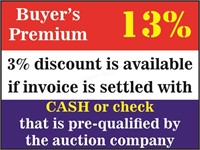 13% buyers premium on all items