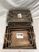 Three Sets of Wooden Decorative Boxes
