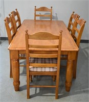 Harvest Table With 6 Ladder Back Chairs