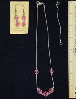 Karla Jordan Pink Crystal Necklace & Earrings