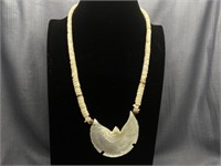 Natural stone beaded necklace with bird pendant