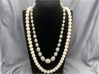 White and Grey Beaded Necklaces