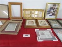 Picture frames, mirror, pictures