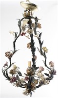 Rococo Style Tole And Porcelain Chandelier