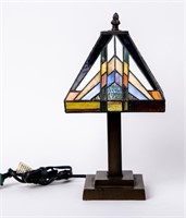 Mission Style Stained Glass Occasional Lamp