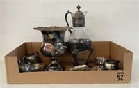 Tray Lot of Silver Plate & Pewter