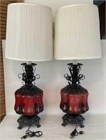 Pair of Glass Base Table Lamps