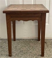 Walnut Tapered Leg Side Table: Checker Board Top