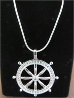 LADIES STAMPED 925 20" SHIPS WHEEL NECKLACE