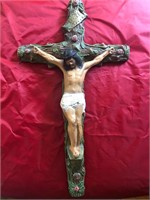 Vintage Cast Plaster Wall Crucifix
