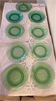Green glass plates - QTY 9