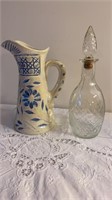 Wine decanter and ceramic pitcher