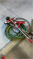 Garden hose and car wash nozzles and squeegee