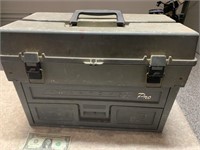 Fishing tackle box with contents