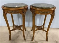Pair of French Empire Style Round Parlor Side Tabl