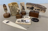 Decorative Native American Etchings and Ship Etchi