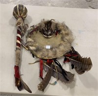 Native American Ceremonial Wand and Hid Fur Dream
