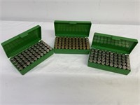 3 plastic ammo cases with 50rds of mixed manufactu