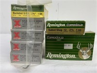 7 boxes of 12ga slugs, Remington and Super X - 5 s