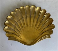 Heavy Brass Clam Shell and Candle Holders