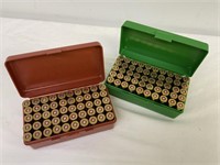 2 plastic ammo cases with Winchester 44 mag ammo,