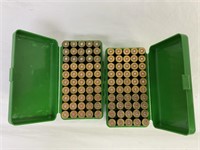 2 plastic ammo cases with mix manufactures of 44 m