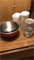 Bowls with plastic containers