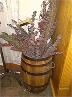 Wooden barrel with contents