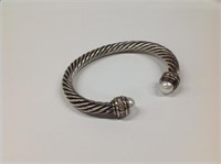 Sterling David Yurman Cuff Bracelet w/ pearl &