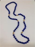 32" Lapis & 14k gold bead Necklace