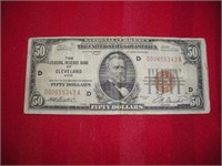 1929  50 Dollar Bill Federal Reserve Bank Of Ohio