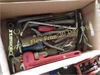 box asst wrenches, pipe wrenches, chisels