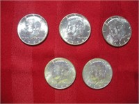 (5) 1964 Kennedy Half Dollars