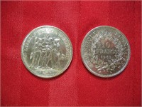 (2) 1965 Silver French 10 Francs Coins