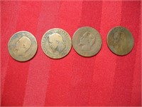 Mid 1800's French Napoleon III 5 Centimes Coins