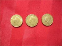 WWII Era UK 3 Pence Brass Coins