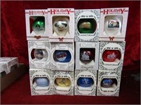 (12)Oregon Illinois Christmas glass ornaments.