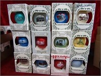 (12)Oregon Illinois Christmas glass ornaments.