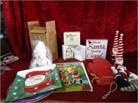 Lenox bear, Santa figures, Christmas book & more.